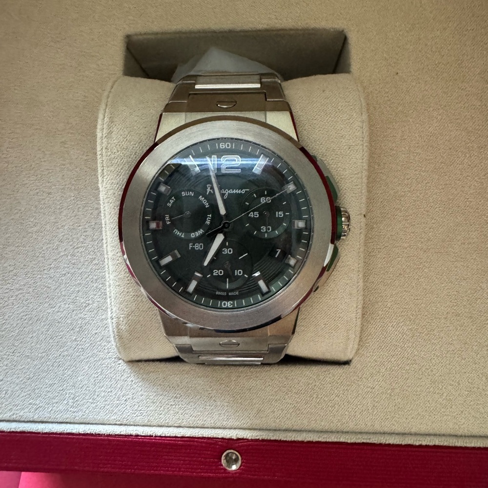 Salvatore Ferragamo Silver and Black Watch